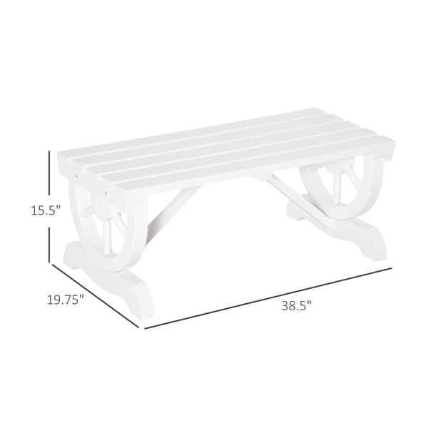 dimension image slide 0 of 2, Outsunny 2-Person Wood Outdoor Garden Bench with a Unique Wheel Designed Legs - 38.5" W x 19.75" D x 15.5" H