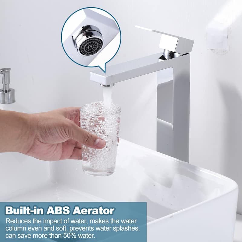 WOWOW Single Handle Single Hole High Arc Bathroom Vessel Faucet