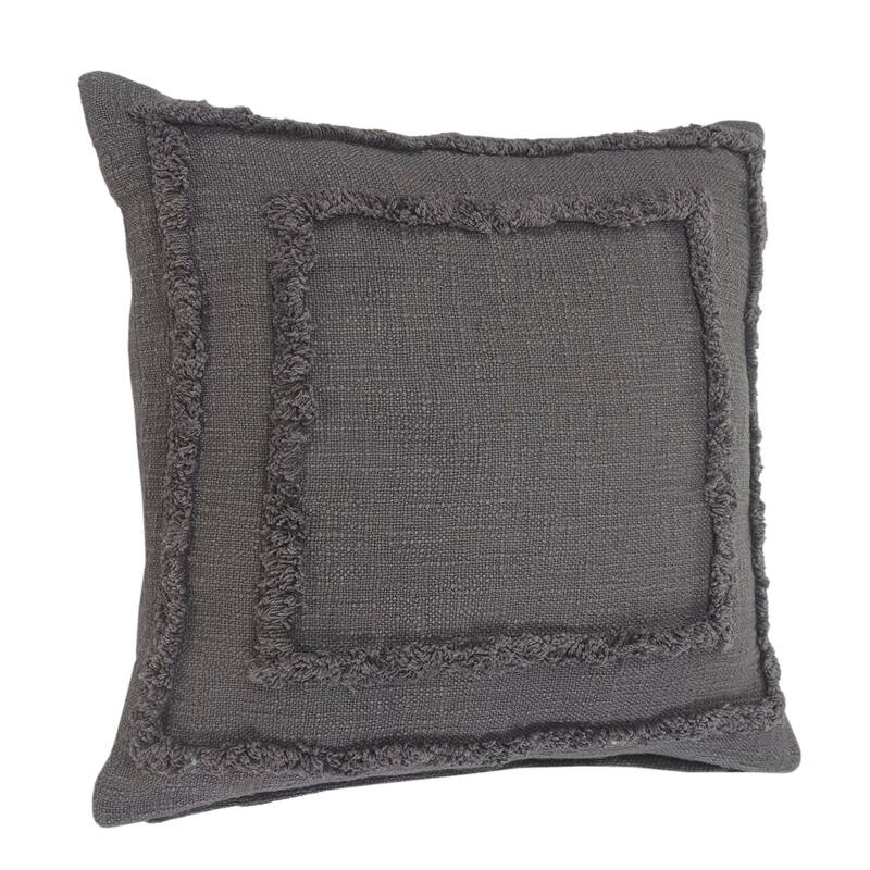 20" Gray Solid Tufted Square Throw Pillow