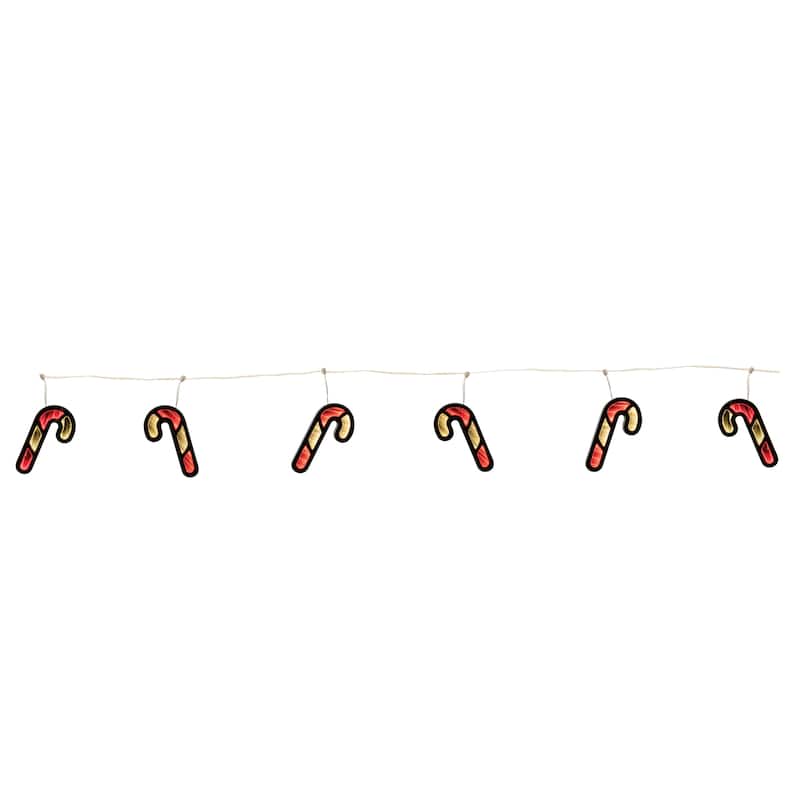 Acrylic Candy Cane Garland with Infinity Lights Festive Foam Decor - 68” x 0.5” x 7.25” (L x W x H) - White/Red