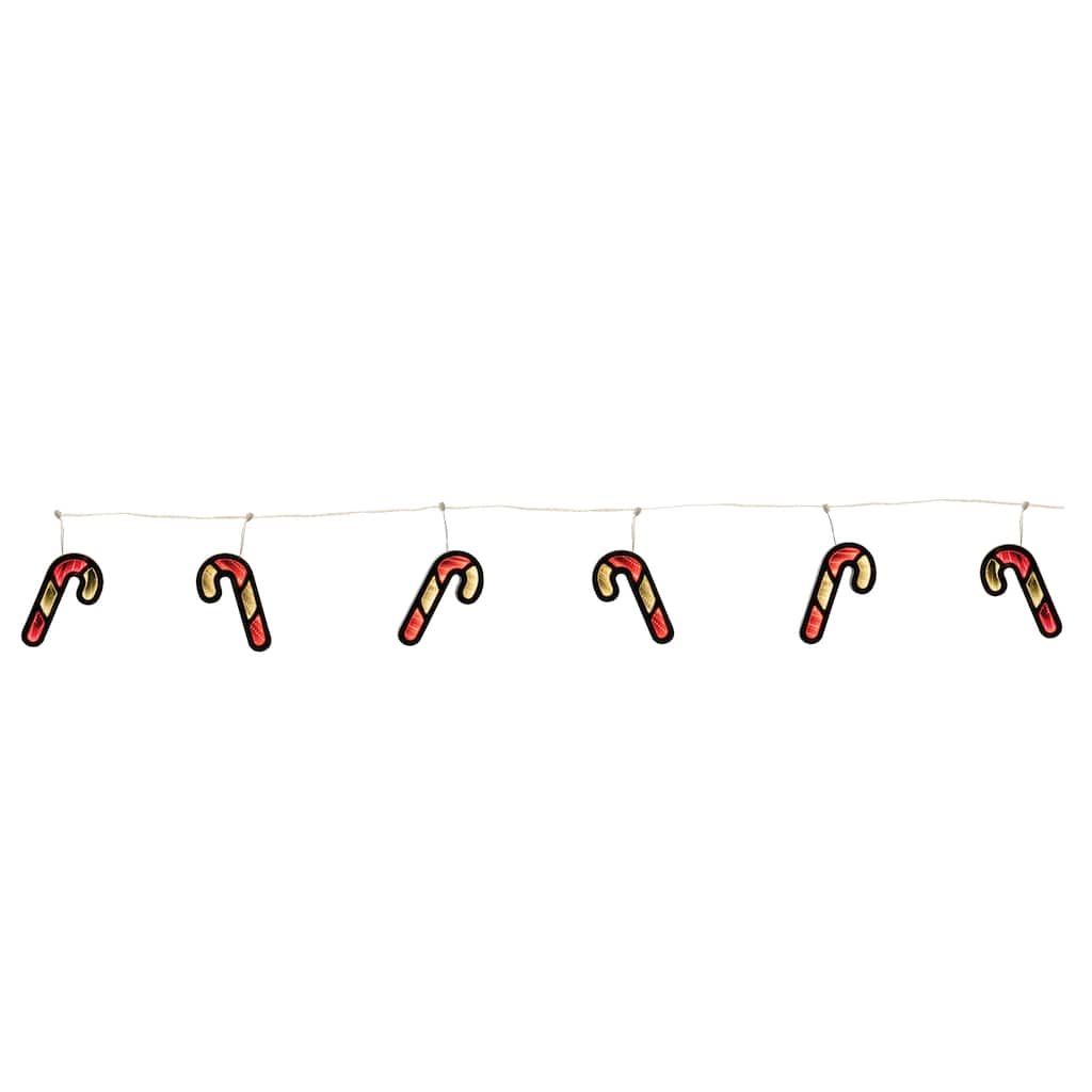 Acrylic Candy Cane Garland with Infinity Lights Festive Foam Decor - 68” x 0.5” x 7.25” (L x W x H)