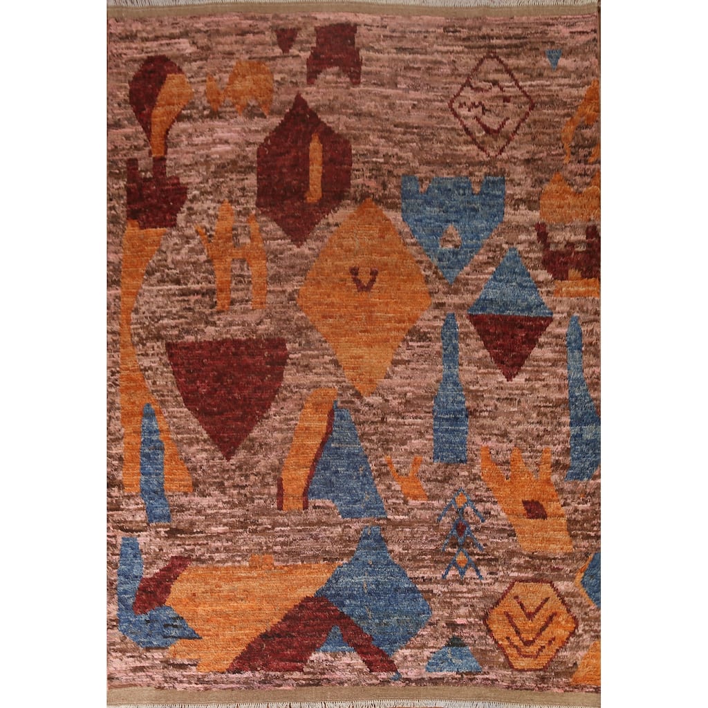 Tribal Moroccan Oriental Wool Area Rug Hand-knotted Living Room Carpet - 8'3" x 9'10"