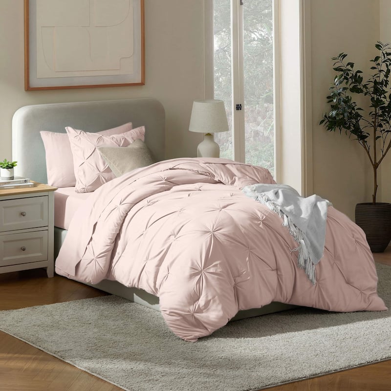 Nestl Pinch Pleate Comforter Set Bed in a Bag with Cooling Pillow