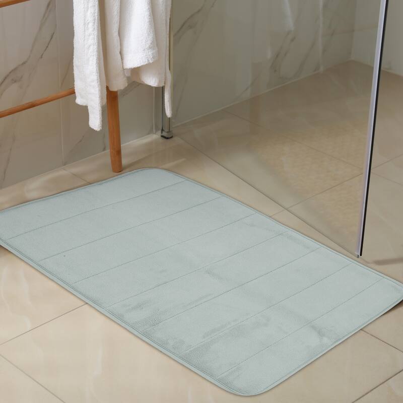 2 Pcs Memory Foam Bathroom Mat Non Slip Soft Bath Mats Rugs, Machine Washable - Gray - 23.62"x 15.75", 47.24"x 19.69"