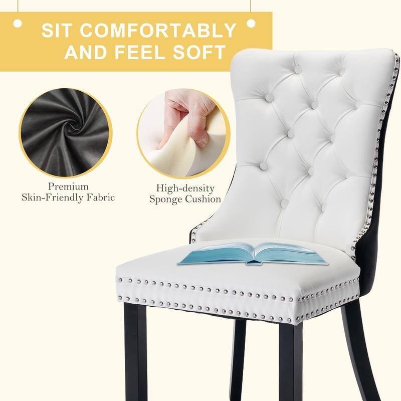 Modern Tufted Velvet Upholstered Nailhead Dining Chair Set of 6