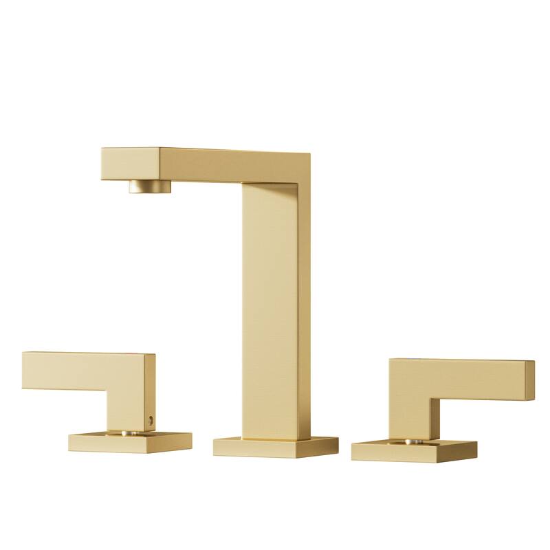 Modland 8 Inch Widespread Bathroom Faucet Double Handle Bathroom Sink Faucet with CUPC Supply Lines - Brushed Gold