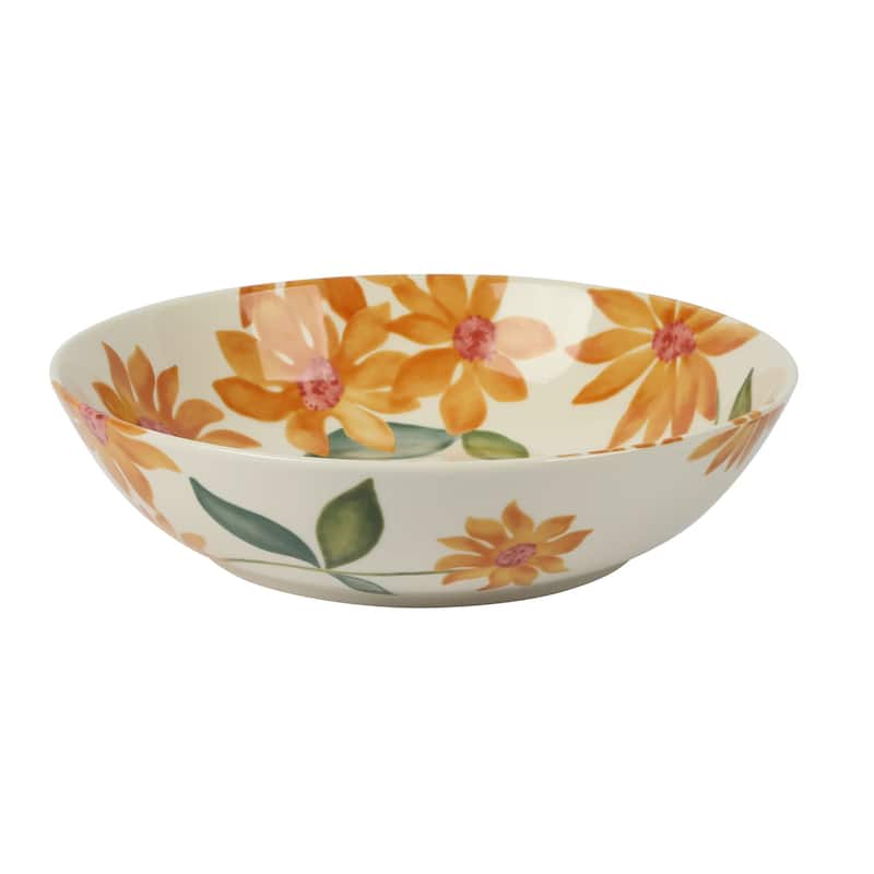 Bloomhouse Sunnyflower 2 Piece Hand-Painted Floral Stoneware Serving Set