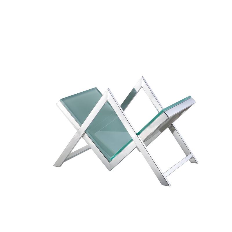 Pasargad Home Luxe Glass & Steel Magazine Holder