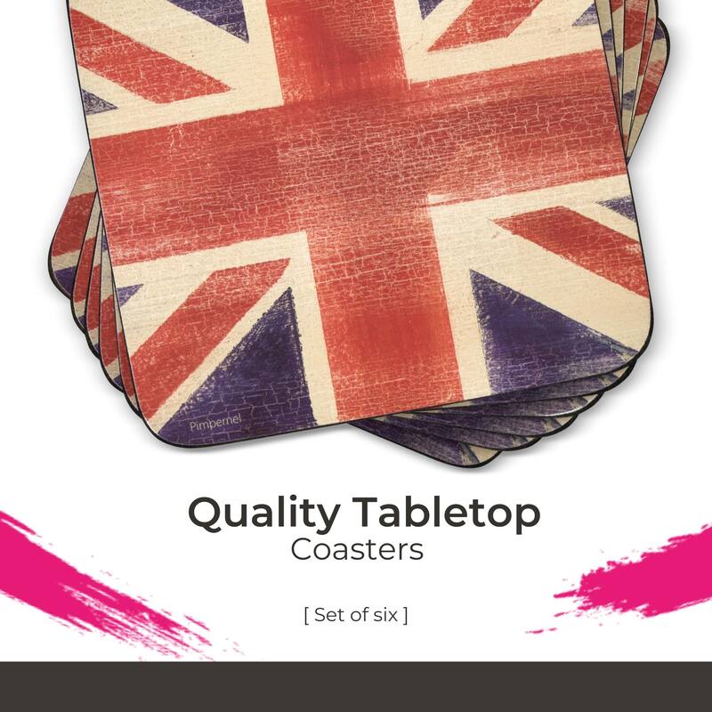 Pimpernel Set of 6 Union Jack Coasters - 4 Inches Sq.