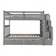 preview thumbnail 2 of 15, Full Over Full Kids Bunk Bed with Shelves, Drawers - Gray/White, Plywood MDF Pinewood