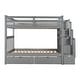 preview thumbnail 1 of 10, Gray Full Over Full Bunk Bed with Storage Shelves, 6 Drawers, and Safe Staircase Access Gray - Full