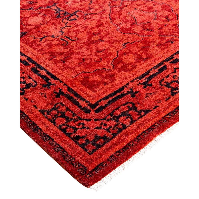Contemporary Overdyed Wool Hand Knotted Runner - 3' 1" x 7' 7"