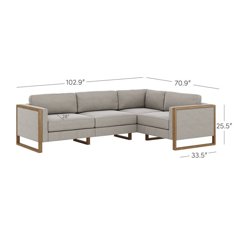Madison Modern Modular L-Shaped Sectional Sofa with Cushion, Upholstered 4-Seat Corner Sofa or Couch with Solid Wood Legs