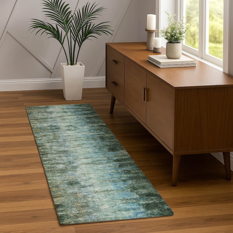 Machine Washable Indoor/ Outdoor Contemporary Ombre Chantille Rug