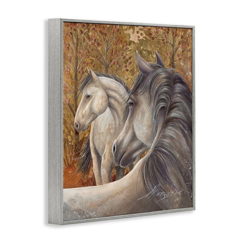 Stupell Horses in Autumnal Forest Framed Giclee Art Design By Jody Bergsma