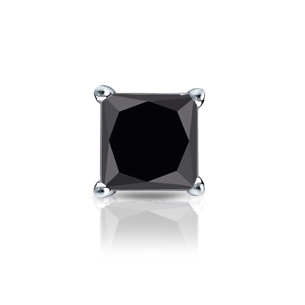 Auriya 1/2ctw Princess-cut SINGLE STUD (1) Black Diamond Earring 14k Gold