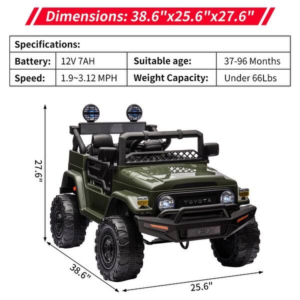 dimension image slide 3 of 4, 12v Ride on Truck Car