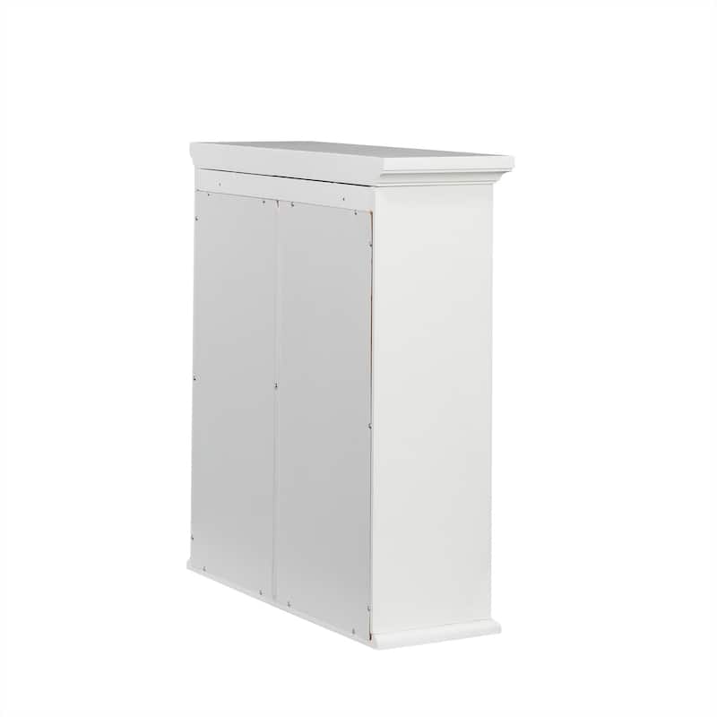 Teamson Home St. James 2-Door Wall Cabinet with Adjustable Shelves and Brushed Bronze Handles