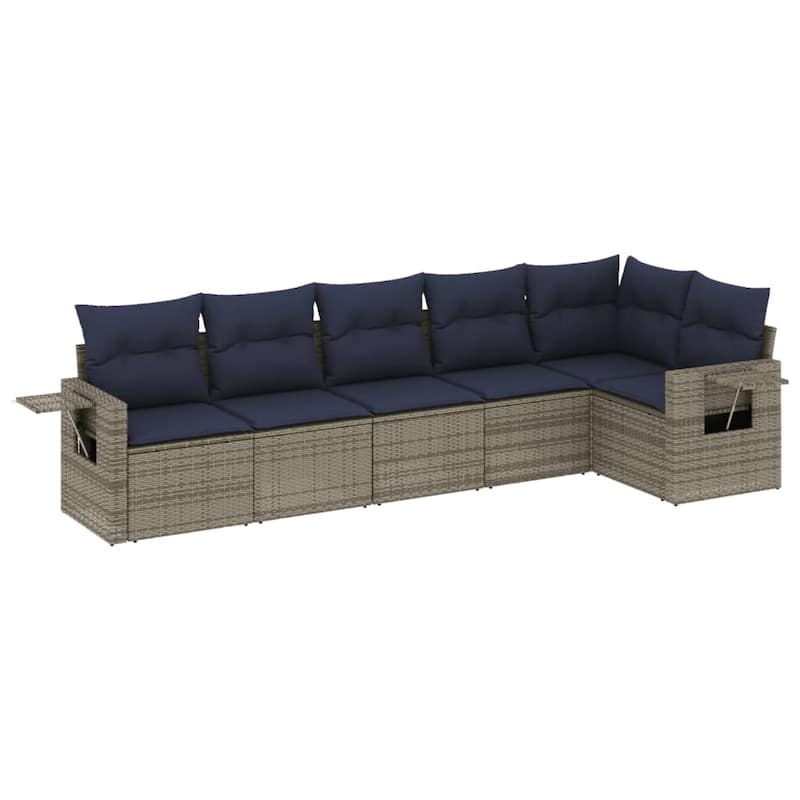 vidaXL Patio Sofa Set with Cushions Outdoor Conversation Furniture Poly Rattan - 24.4 x 24.4 x 27.2