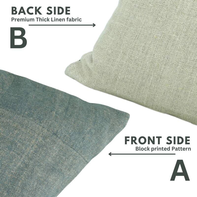 Fabdivine Throw Solid Blue Home Décor Farmhouse Heavy Linen Cushion Cover, Bori