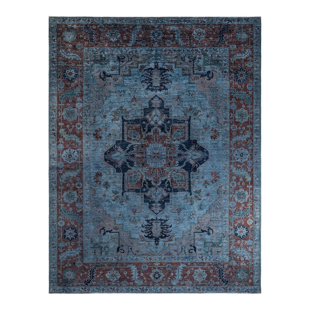 Overdyed, One-of-a-Kind Hand-Knotted Area Rug - Gray - 9' 0" x 11' 7"