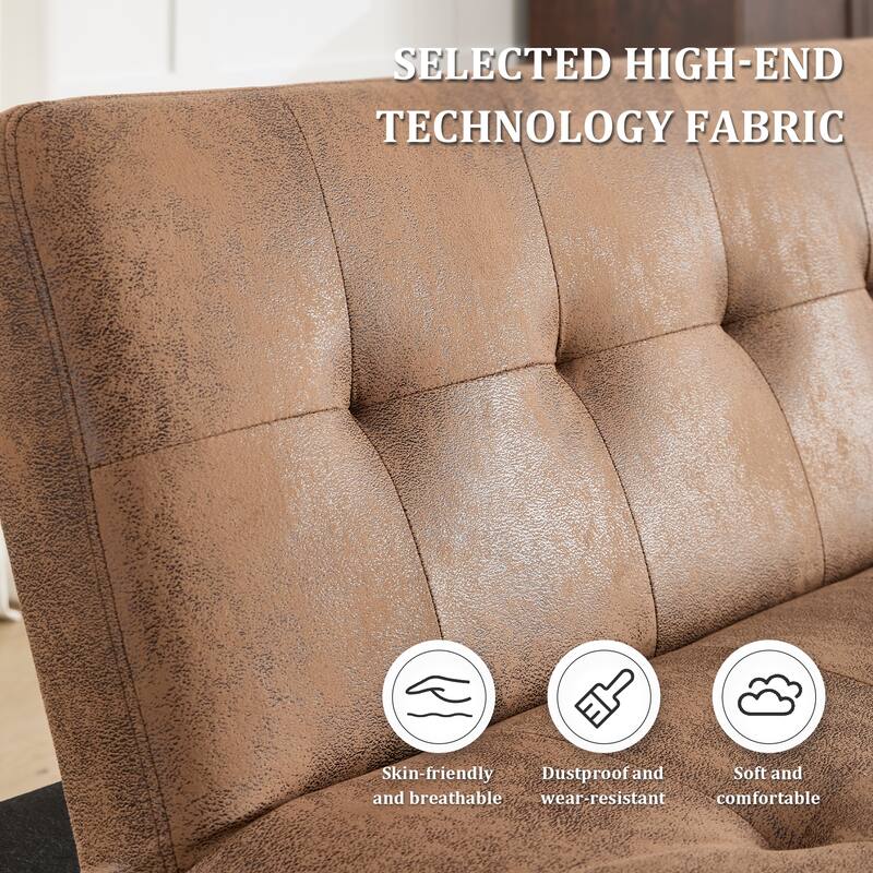 Foldable Sofa Bed with Adjustable Backrest, Charging Port, Coffee Microfiber
