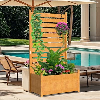 Privacy Screen, Outdoor Privacy Fence, 41 in.W x 73 in.H, Planter Box