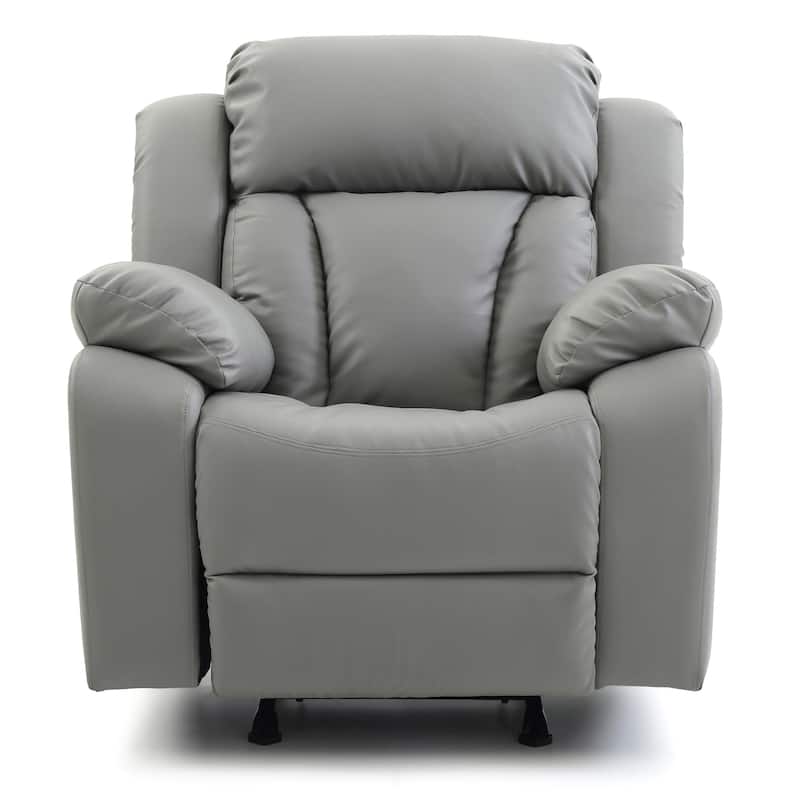 Faux Leather Upholstered Reclining Chair with Padded Arms - 41" - Gray