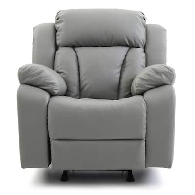 Faux Leather Upholstered Reclining Chair with Padded Arms - 41" - Gray