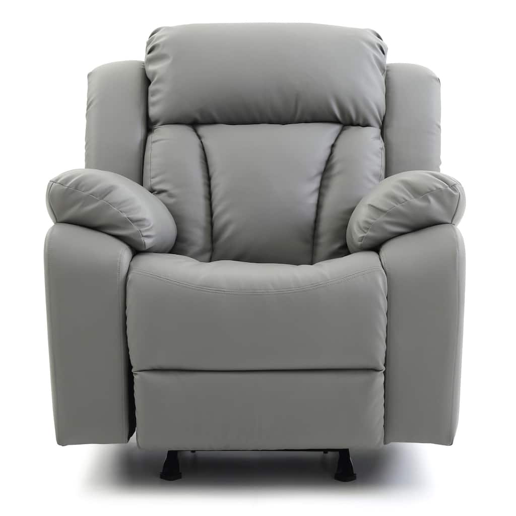 Faux Leather Upholstered Reclining Chair with Padded Arms - 41" - Gray