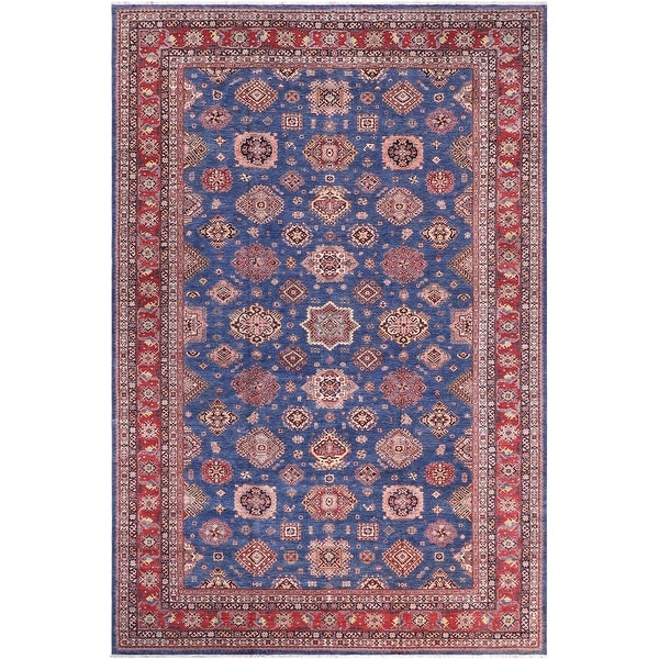 Caucasian Super Kazak Kai Blue/Red Hand Knotted Wool Rug - 11'8
