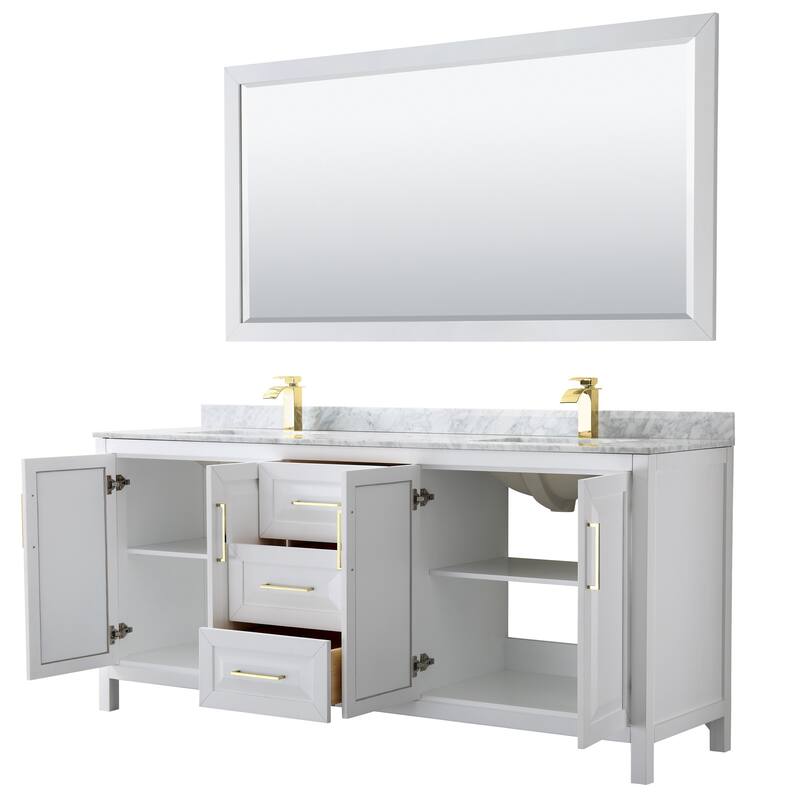 Daria 80-inch Double Vanity, Marble Top, 70-inch Mirror