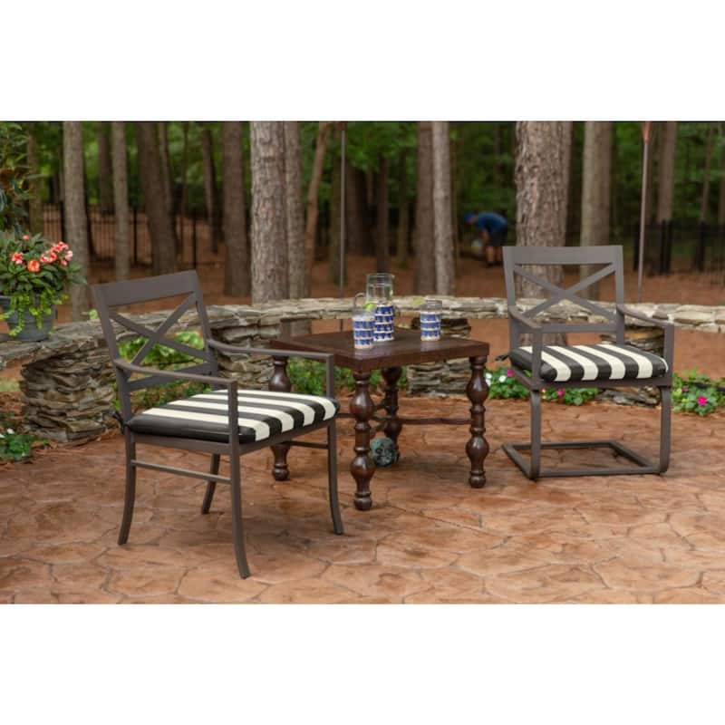Sunbrella Stripe Fabric 2-Piece Indoor/Outdoor Seat Pad Cushion, 18"W x 18"L