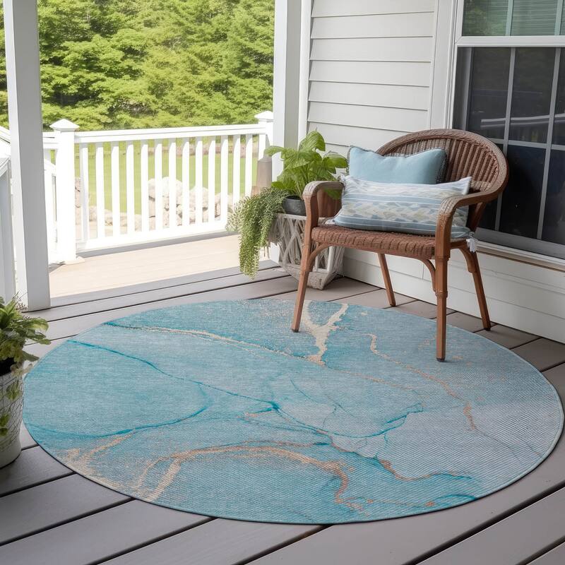 Machine Washable Indoor/ Outdoor Abstract Chantille Rug
