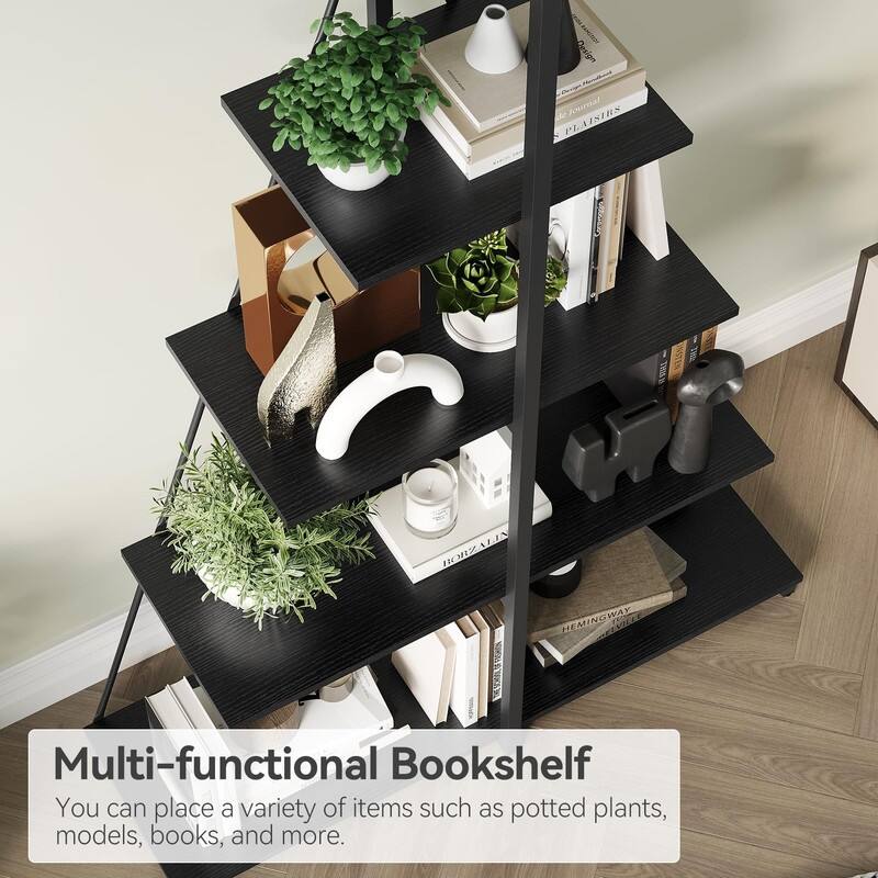 Boat Shaped 4-Tier Bookshelf Narrow Modern Bookcase