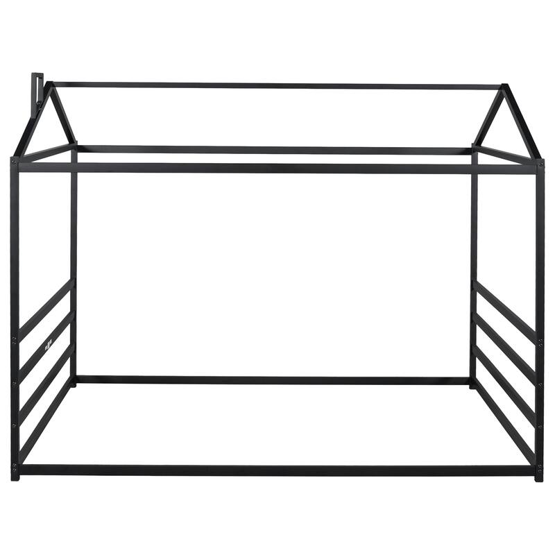 Roomfitters Queen Size Metal House Shape Platform Bed Frame with Modern Design and Strong Support