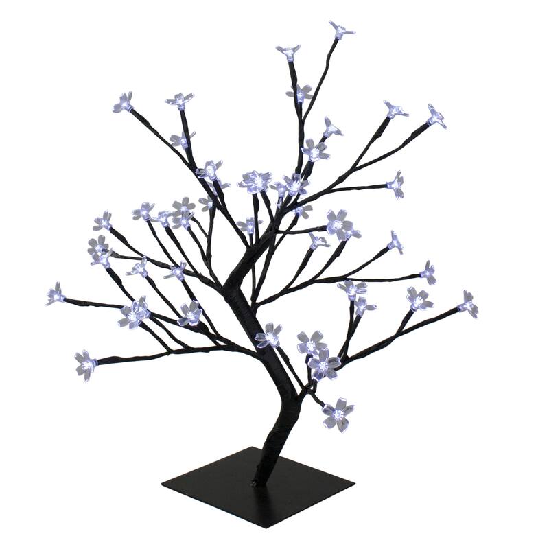 18" Japanese Sakura Blossom Flower Artificial Tree Pure White LED