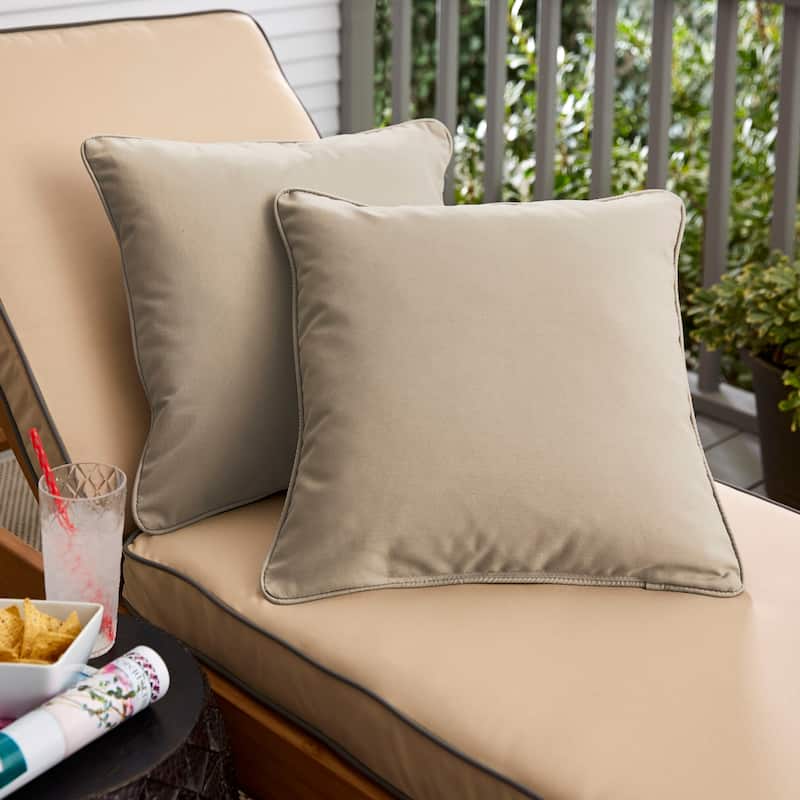 Sorra Home Sunbrella Canvas Antique Beige Indoor/ Outdoor Pillow Set - 16 in x 16 in