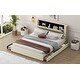 preview thumbnail 4 of 16, Upholstery Platform Bed with Storage Headboard, 2 Drawers and Trundle