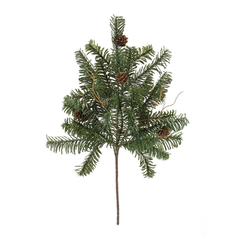 6 Piece Set Pine Leaves with Pinecone Artificial Christmas Stems 17"