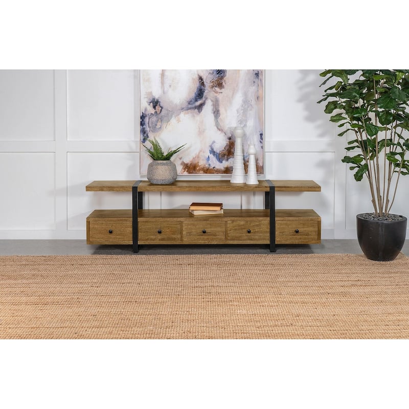 Otto 5-Drawer Mango Wood 70" TV Stand Media Console Brown - Brown