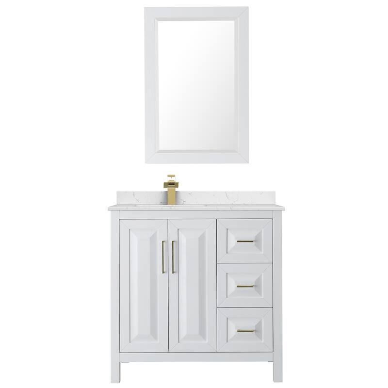Daria 36-inch Single Vanity, Cultured Marble Top, 24-inch Mirror