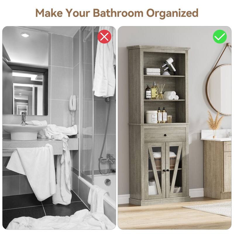 Tall Bathroom Cabinet Storage, Storage Cabinet with Drawers