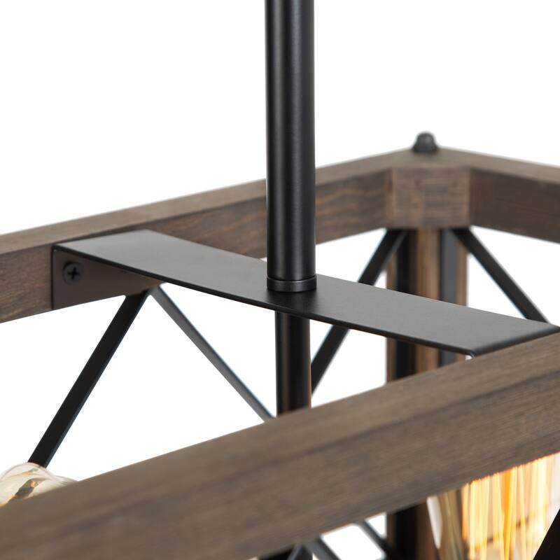 Cobert Farmhouse Linear Wood Island Chandelier Kitchen Hanging Lights