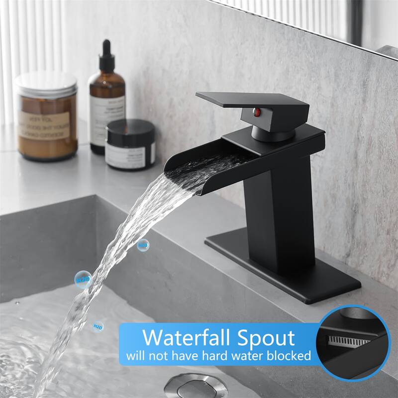 Sink Faucet with Deck Plate Waterfall for Sink 1 Hole or 3 Holes