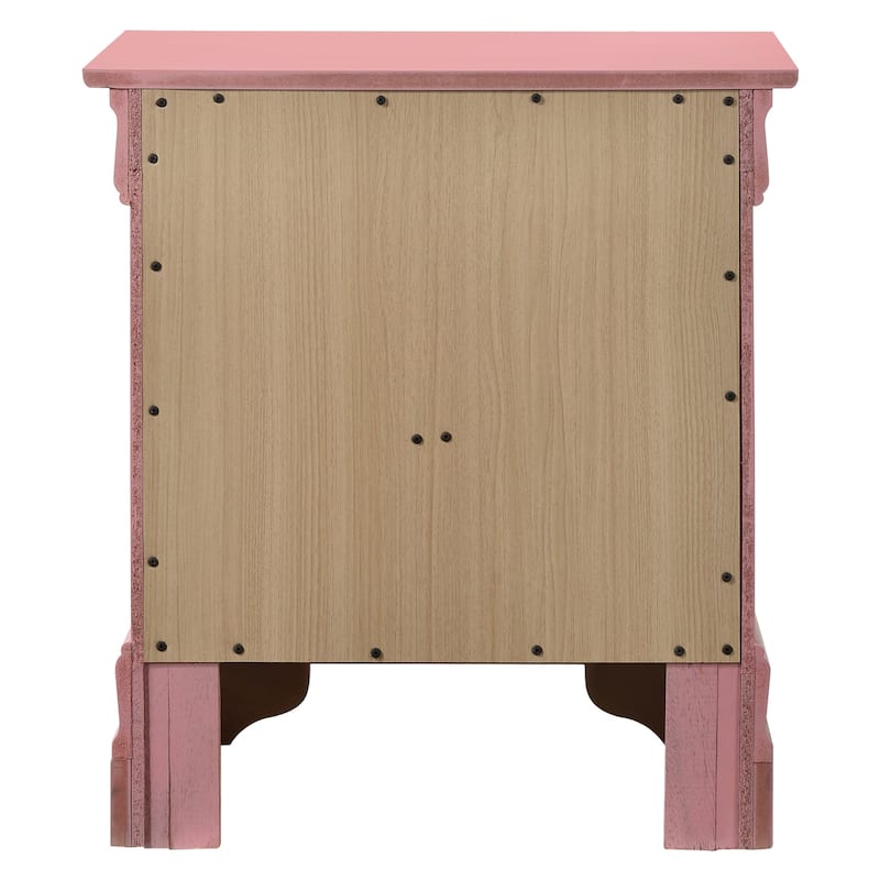 Pink Nightstand 24x22x16 with One Drawer, Compact Bedside Table for Storage and Bright Stylish Bedroom Accent Furniture