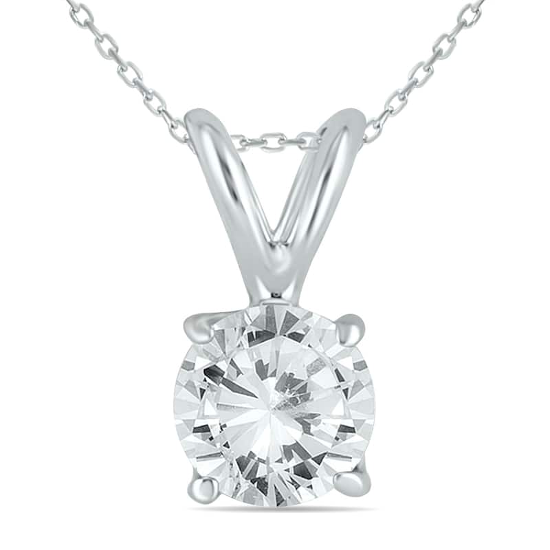 14K White Gold 1 Carat TW Certified Diamond Pendant and Earring Matching Set (J-K Color, I2-I3 Clarity)