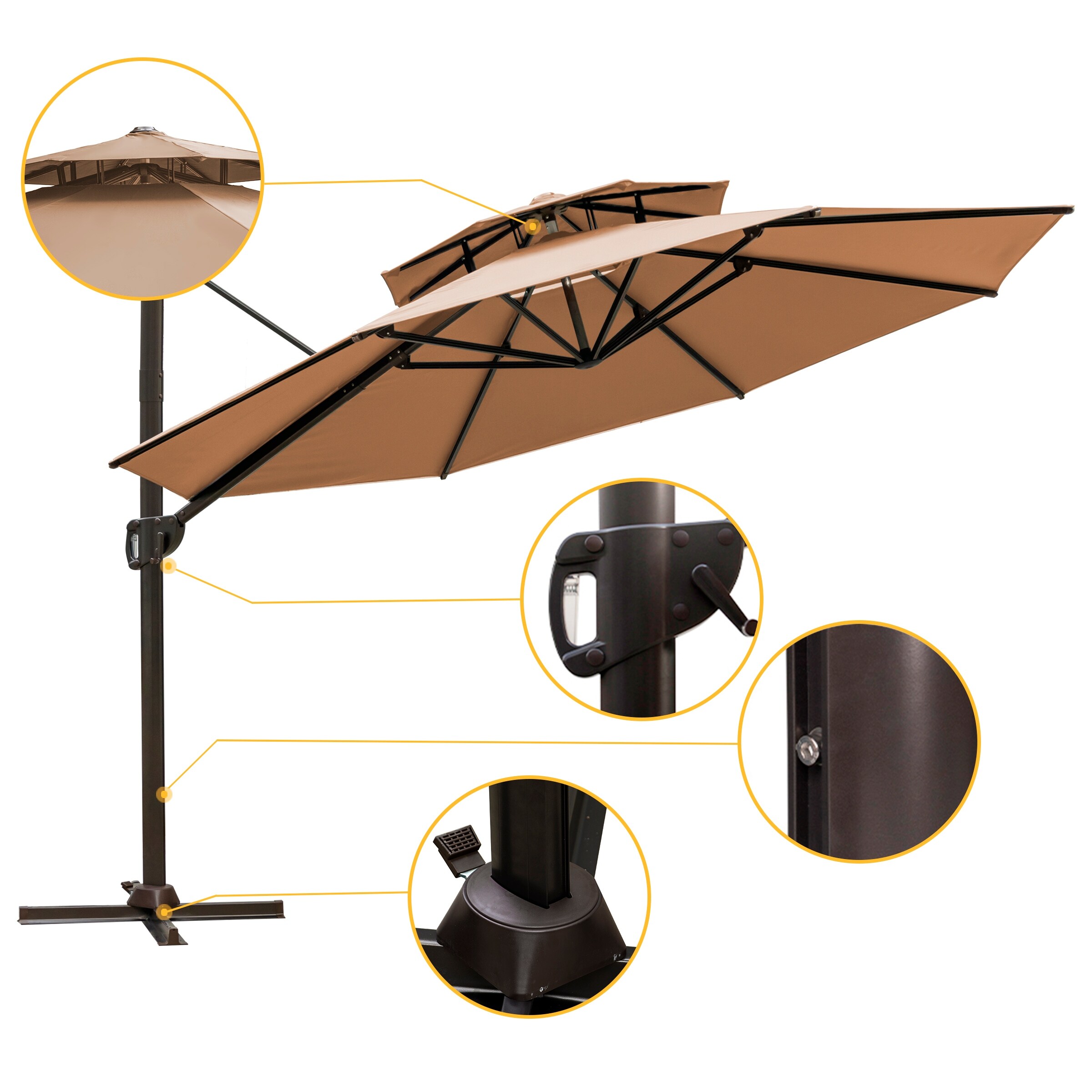 11.5 Ft Outdoor Round Cantilever Umbrella, Base Not Included ...