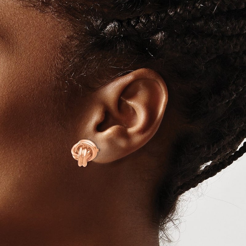 Curata 14k Rose Gold Polished 7mm Love Knot Post Earrings