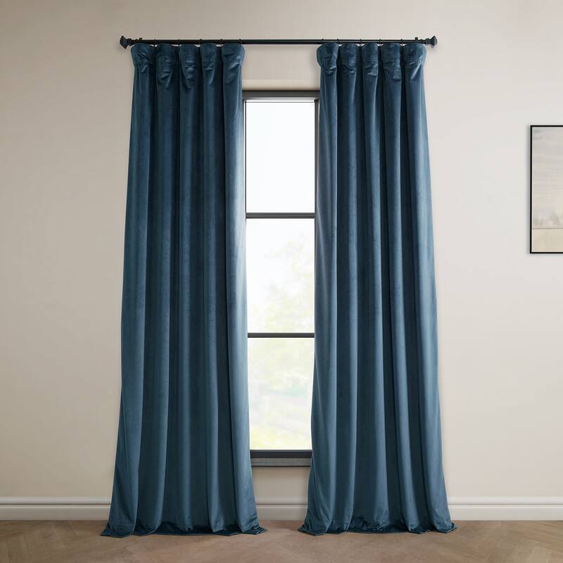 Exclusive Fabrics Heritage Plush Velvet Curtain (1 Panel) - 50 X 108 - Avalon Blue